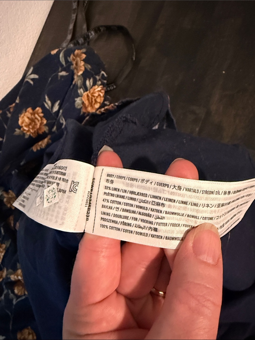 Abercrombie & Fitch Navy Floral Linen Blend Babydoll Mini Dress Size XL - Picture 6 of 8
